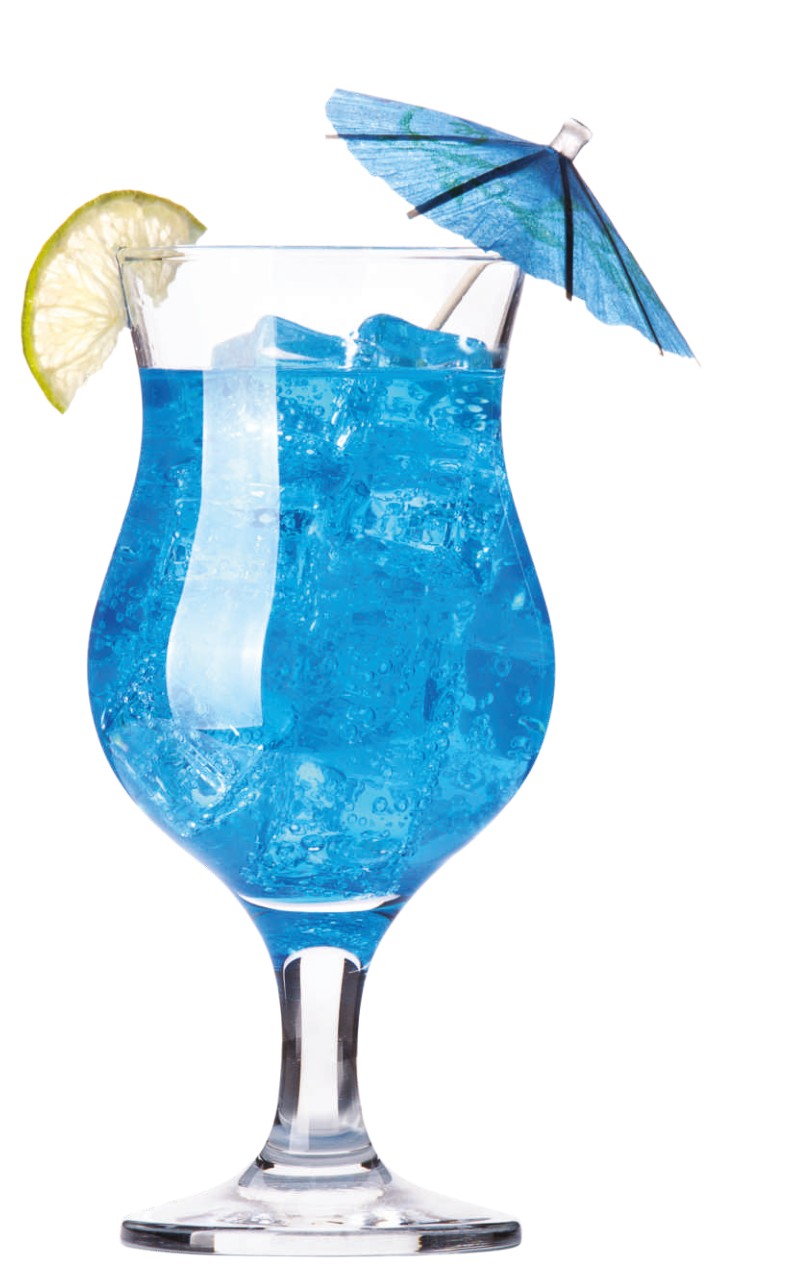 Aqua Frost ice in a garnished cocktail