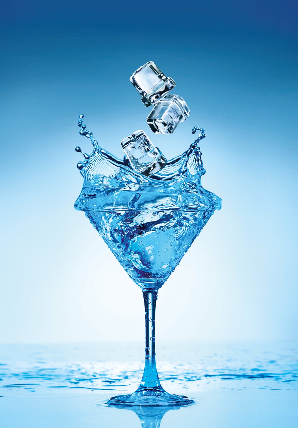 Aqua Frost ice splashing into a glass